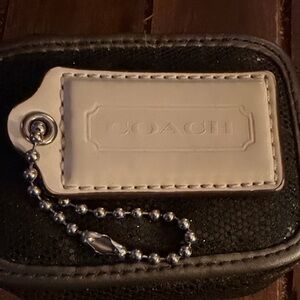 Coach White Leather Bag Tag with Ball Chain